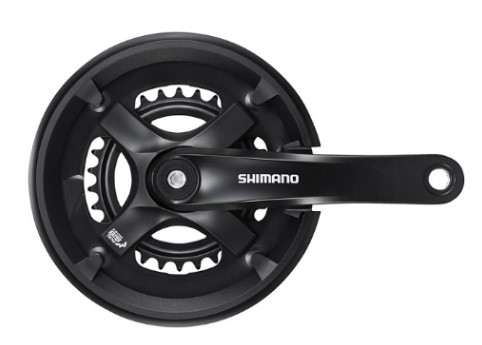 Система Shimano TY501, 175мм 2x7/8ск, Кв, 46/30, без защиты от цепи., с болтами креп,  цвет черный
