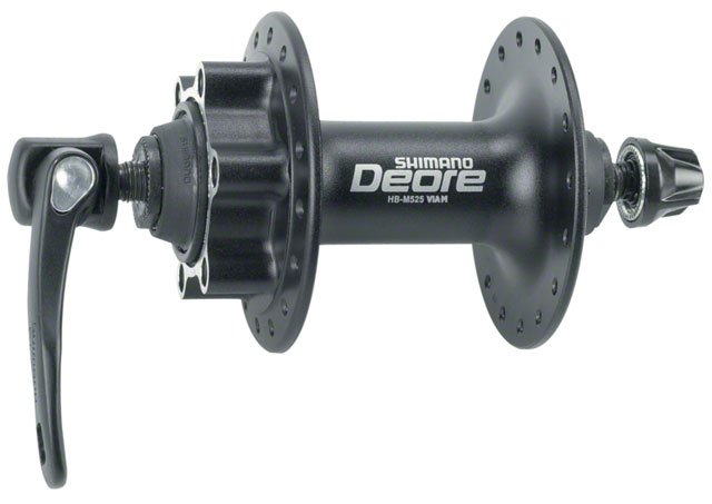 Втулка передняя Shimano Deore, M525A, 36 отв, QR, 6-болт, черный