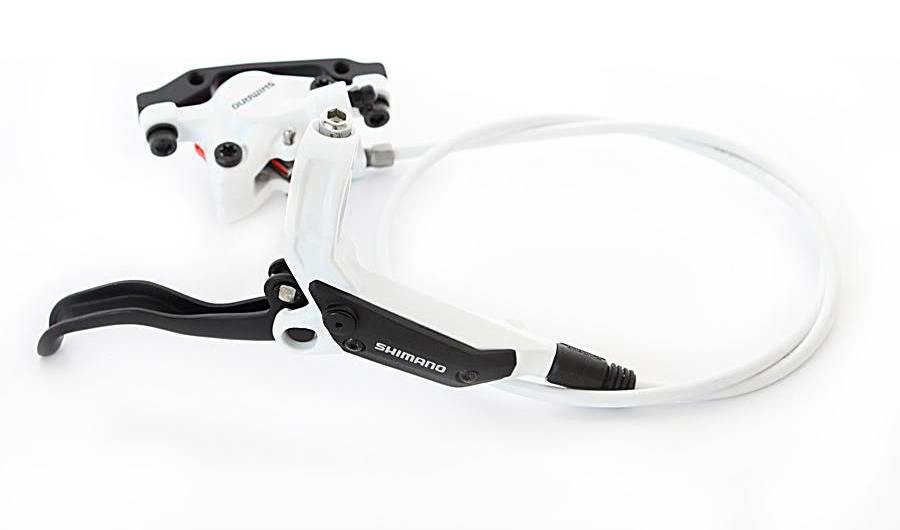 Тормоз диск. Shimano, M445-W, BL-M445(лев)/BR-M447пер), белый, 1000мм, гидролиния (10130202/0304