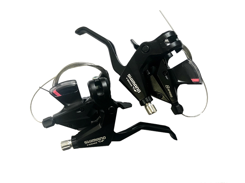 Шифтер/тормозная ручка Shimano Altus, M310, лев/пр, 3x8ск, тр.+оплетк, цвет черный