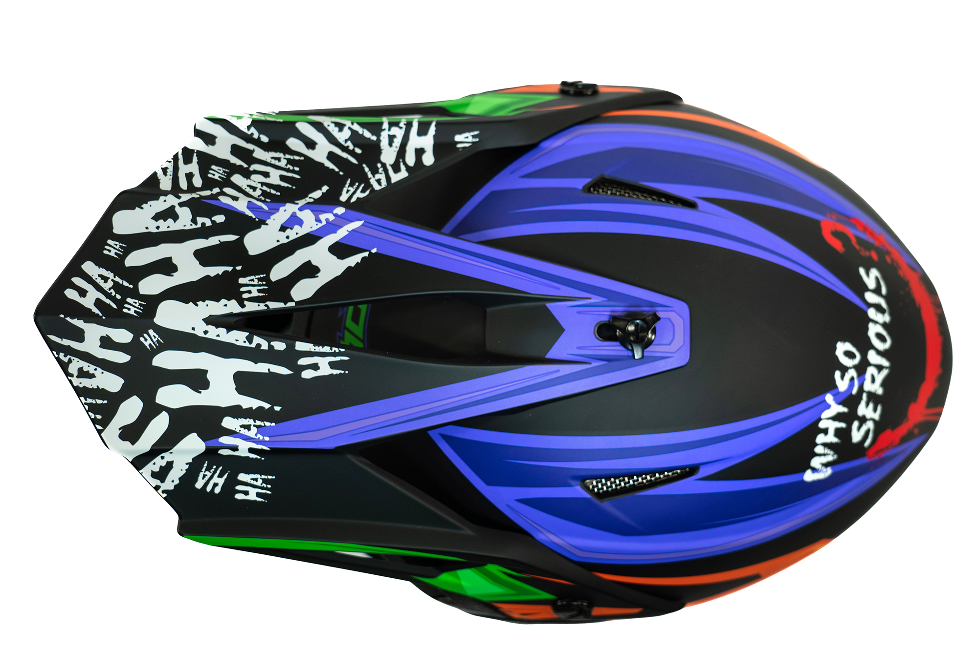 Мотошлем ROQVI JOKER фиолетовый/оранжевый/зеленый матовый