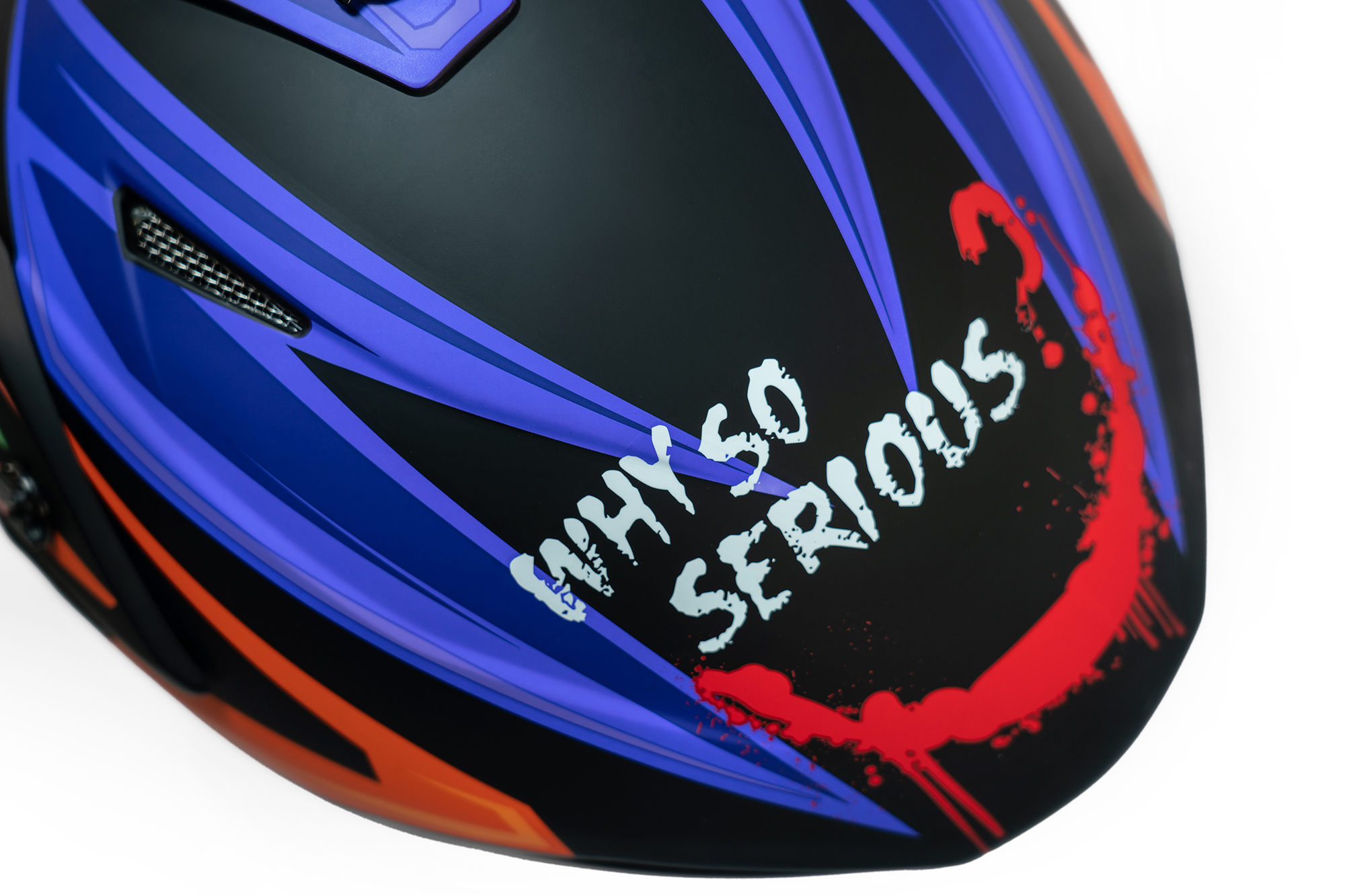 Мотошлем ROQVI JOKER фиолетовый/оранжевый/зеленый матовый