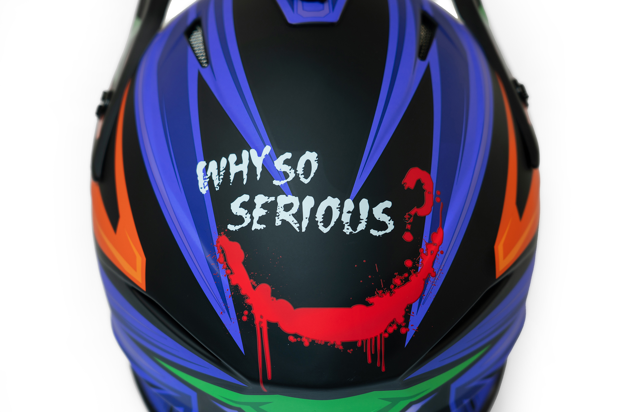 Мотошлем ROQVI JOKER фиолетовый/оранжевый/зеленый матовый