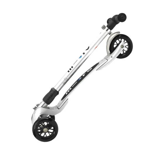 Самокат Micro Кикборд Компакт серебристый с ручкой 2 в 1