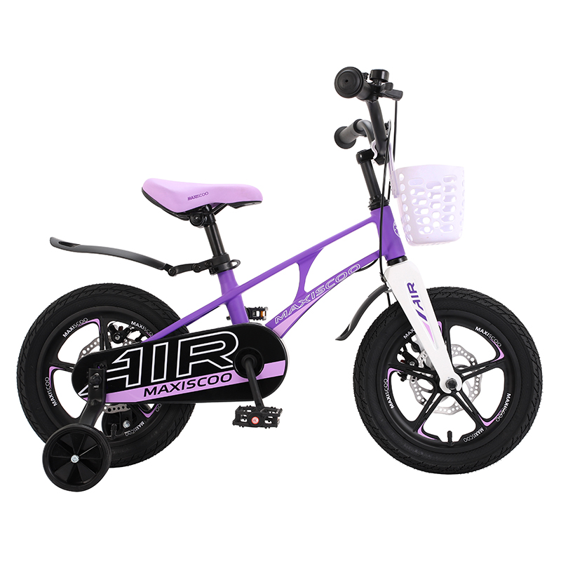 Детский Велосипед MAXISCOO  "Air", Deluxe Plus 14", Фиолетовый Матовый, С Дисковыми Тормозами (2023)
