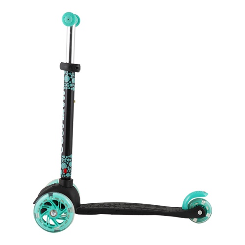 Самокат 3-х колесный Maxiscoo "Baby" (2021), со Светящимися Колесами, Черный с Бирюзой