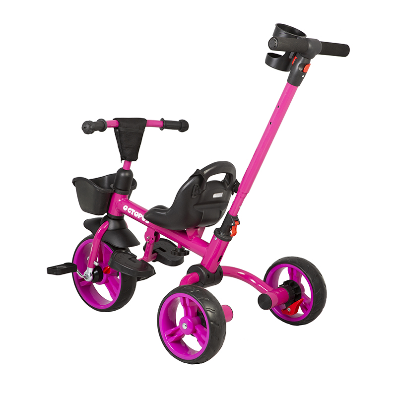 Велосипед 3-х колесный Детский Складной Maxiscoo "Octopus" (2021), с Ручкой Управления, Розовый