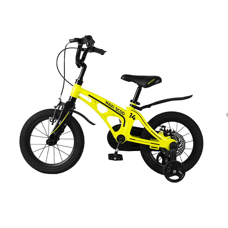 Детский Велосипед MAXISCOO "Cosmic" Standard Plus 14", Желтый, С Ручными Тормозами (2022)