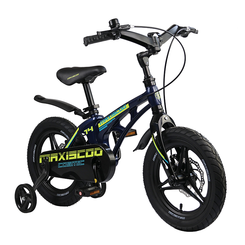 Детский Велосипед MAXISCOO  "Cosmic", Deluxe Plus 14", Синий Перламутр, С Дисковыми Тормозами (2023)