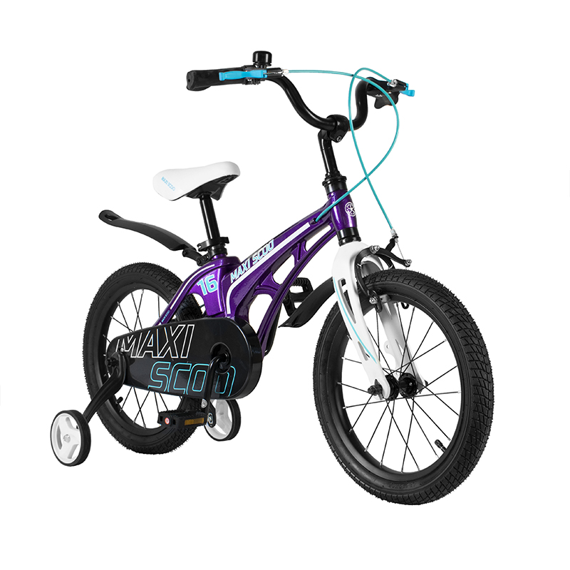 Детский Велосипед MAXISCOO "Cosmic" Standard 16", Фиолетовый, С Ручными Тормозами (2022)