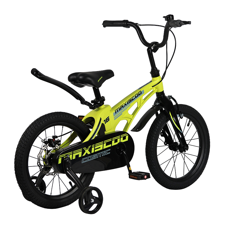 Детский Велосипед MAXISCOO  "Cosmic" Standard 16", Желтый Матовый, С Ручными Тормозами (2023)