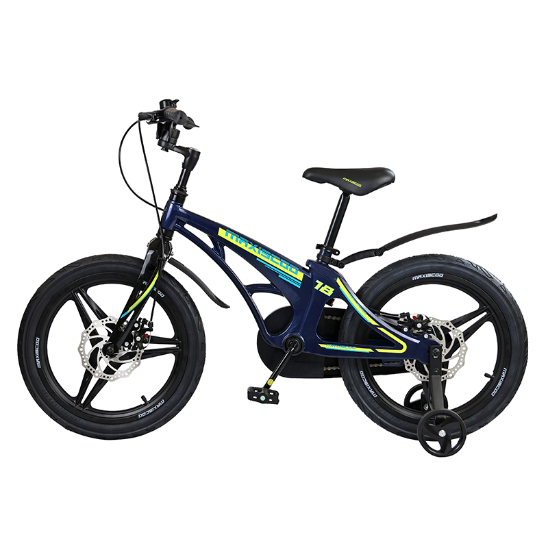 Детский Велосипед MAXISCOO  "Cosmic" Deluxe 18", Синий Перламутр, С Дисковыми Тормозами (2023)