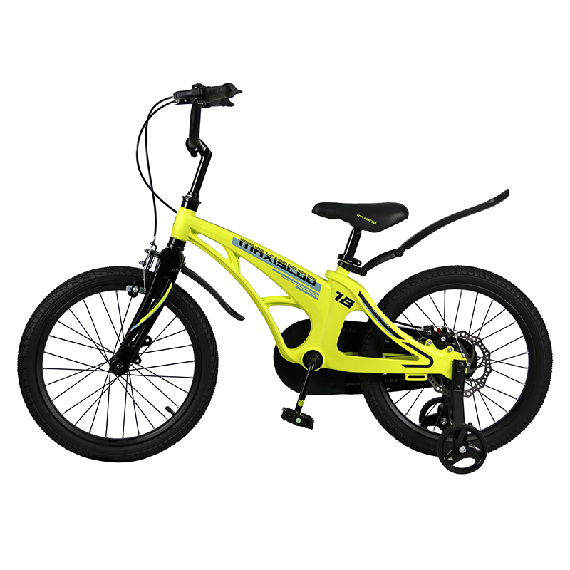 Детский Велосипед MAXISCOO  "Cosmic" Standard 18", Желтый Матовый, С Ручными Тормозами (2023)