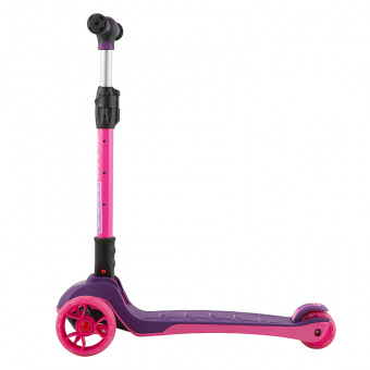 Самокат 3-х колесный Складной Maxiscoo "Junior Plus" (2020), со Светящимися Колесами, Фуксия