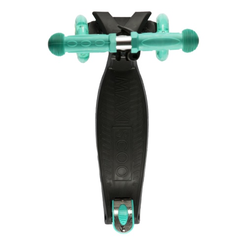Самокат 3-х колесный Maxiscoo "Junior" (2021), со Светящимися Колесами, Черный с Бирюзой
