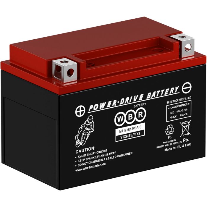 АКБ WBR MT12-9 YTX9-BS, YTX9 150х87х105 SYM JoyRide 200 Maxsym 500 JoyMax 300 Wolf 250