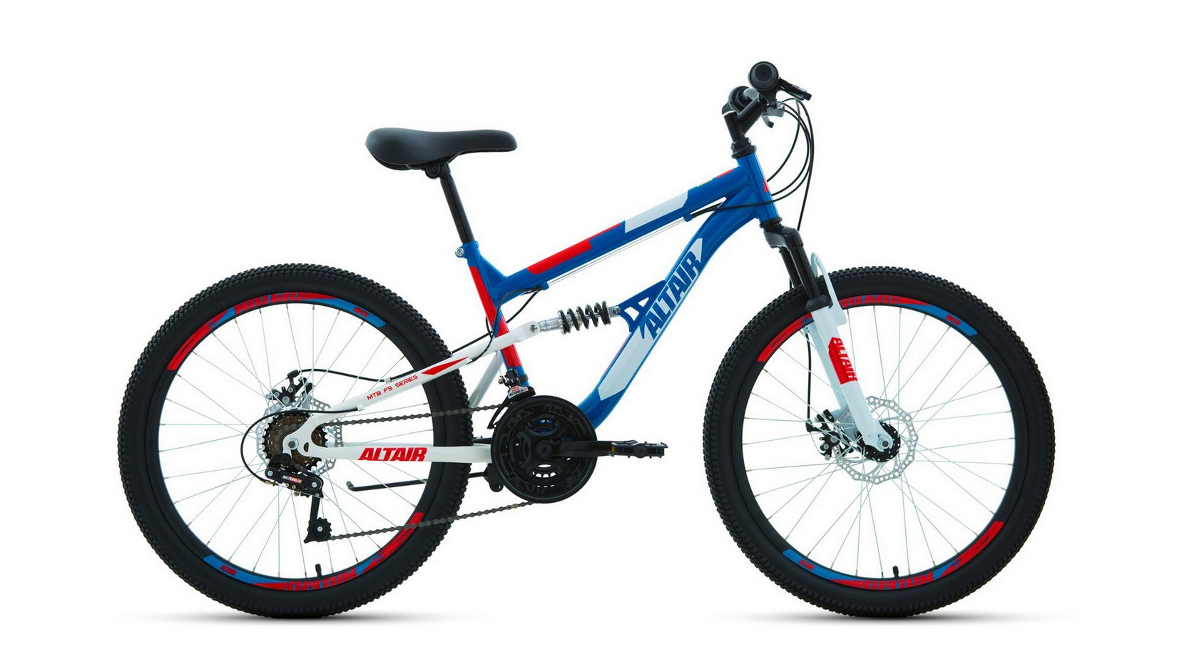 Велосипед FORWARD ALTAIR MTB FS 24 disc (24" 18 ск. рост 15") синий\красный