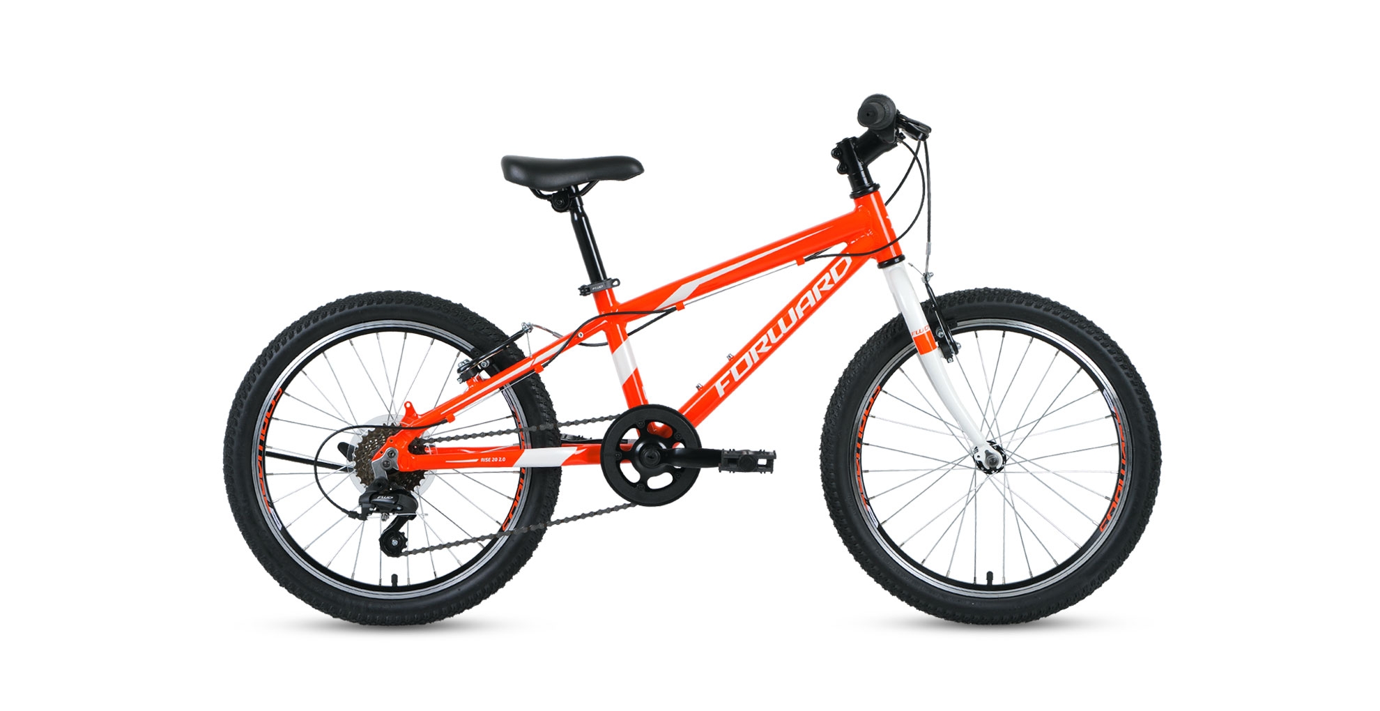 Велосипед FORWARD RISE 20 2.0 оранжевый\белый 10.5"