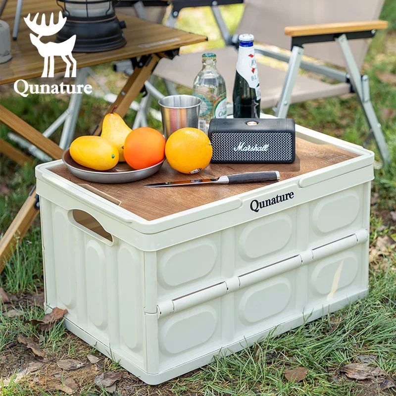 Контейнер Qunature для кемпинга, складной, 54.2x36x29.5(7) см, объем 55 л; бежевый