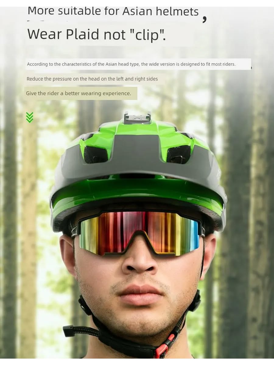 Велошлем ROCKBROS TS-45 MTB с козырьком и креплением камеры/фонаря, 57-62 см; черно-зеленый, один ра