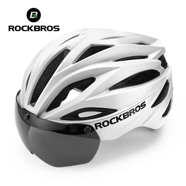 Велошлем ROCKBROS TT-36 со съемным визором, 58-62 см; белый матовый