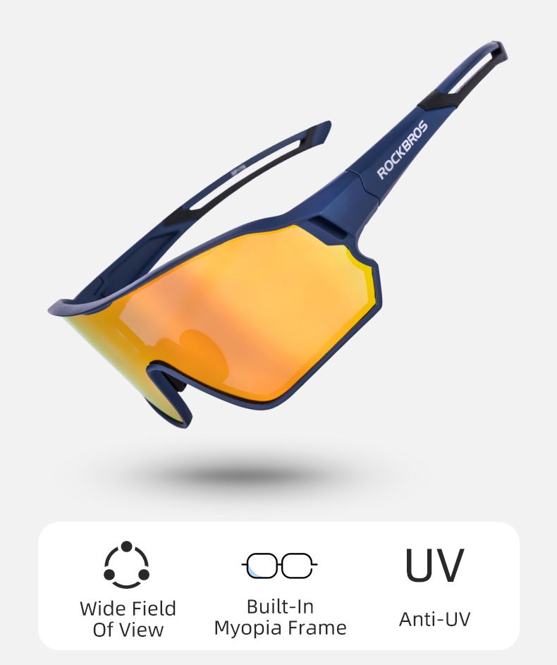 Очки велосипедные ROCKBROS 10134. Цвет оправы - синий. Линзы с поляризацией