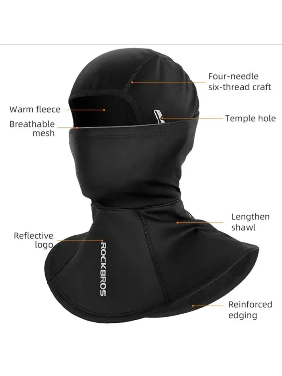 Подшлемник ROCKBROS YPP046 утепленный, удлиненный; черный, размер L