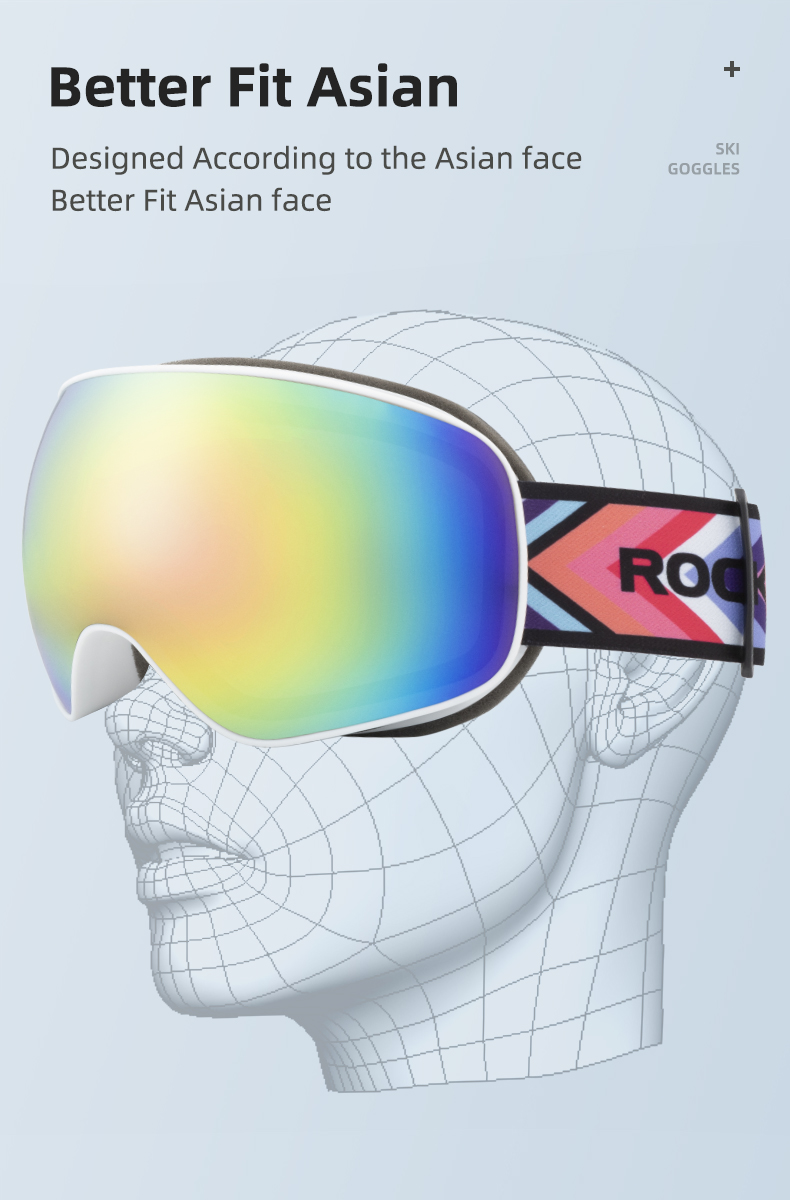 Маска горнолыжная ROCKBROS 14110005004. Цвет оправы - белый. Сферическая двухслойная противотуманная