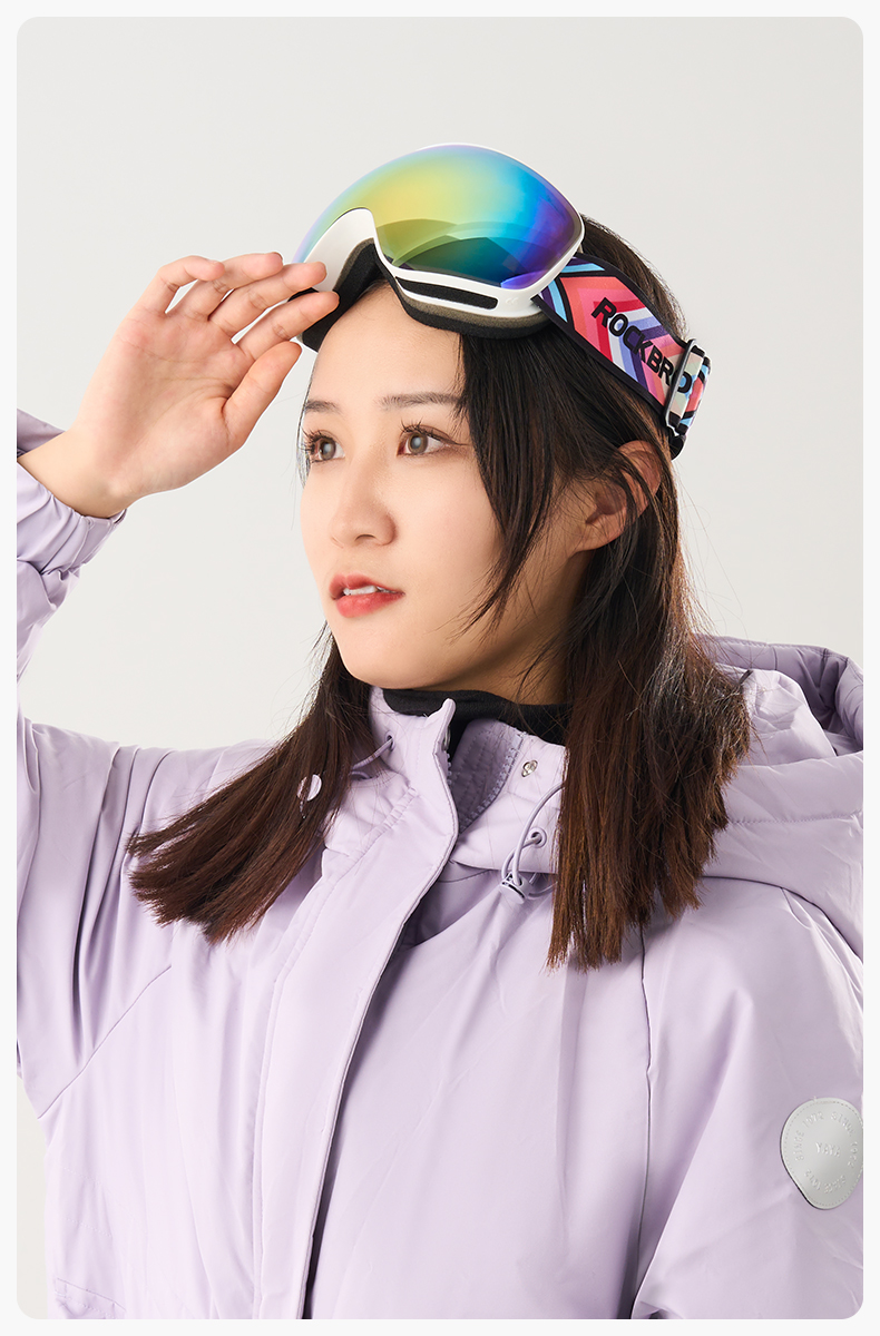 Маска горнолыжная ROCKBROS 14110005004. Цвет оправы - белый. Сферическая двухслойная противотуманная