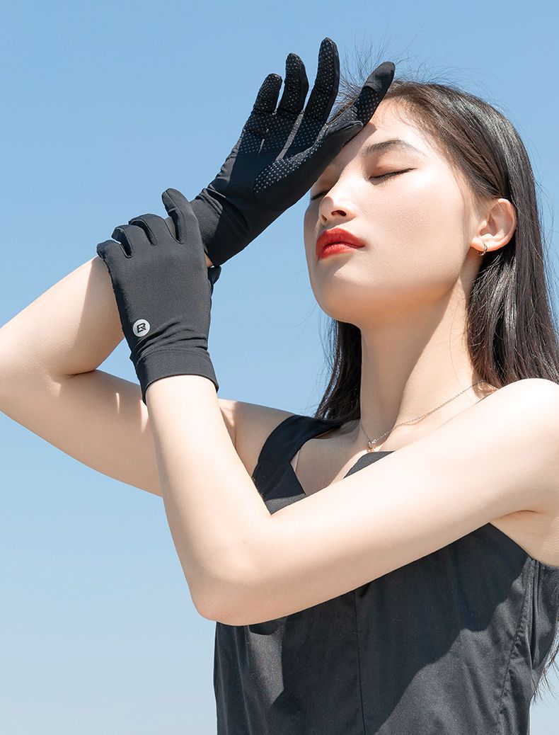 Велоперчатки ROCKBROS черные. Длинные пальцы. Охлаждающий шелк, эластичные