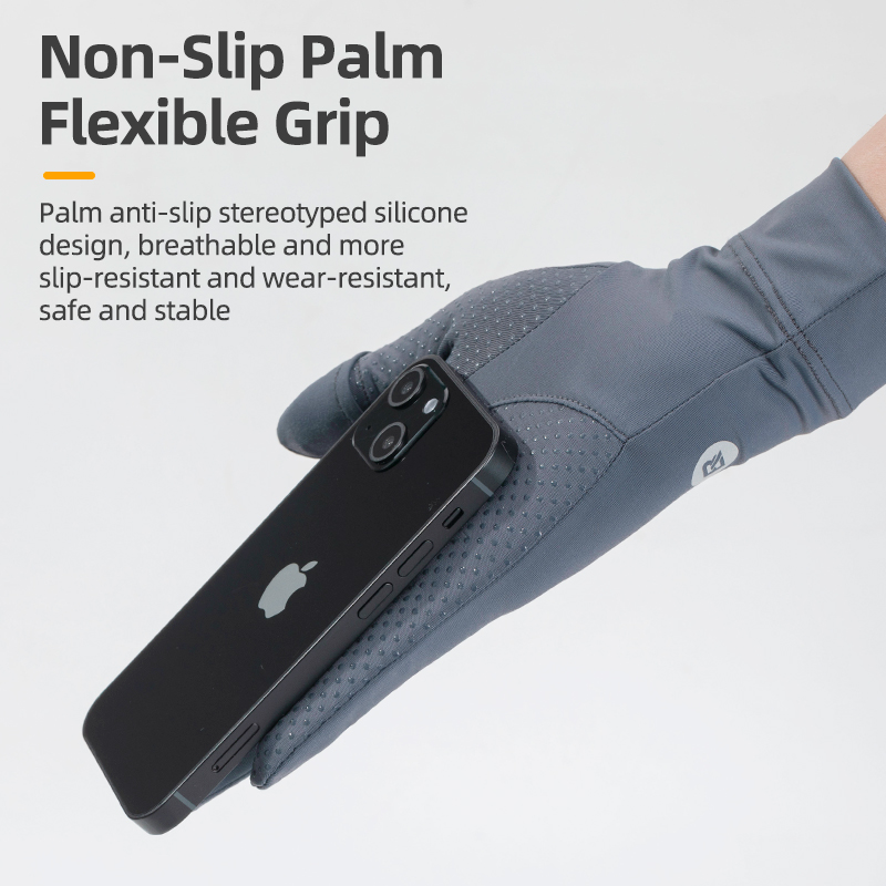 Велоперчатки ROCKBROS черные. Длинные пальцы. Охлаждающий шелк, эластичные