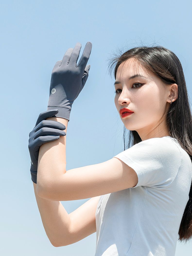 Велоперчатки ROCKBROS серые. Длинные пальцы. Охлаждающий шелк, эластичные