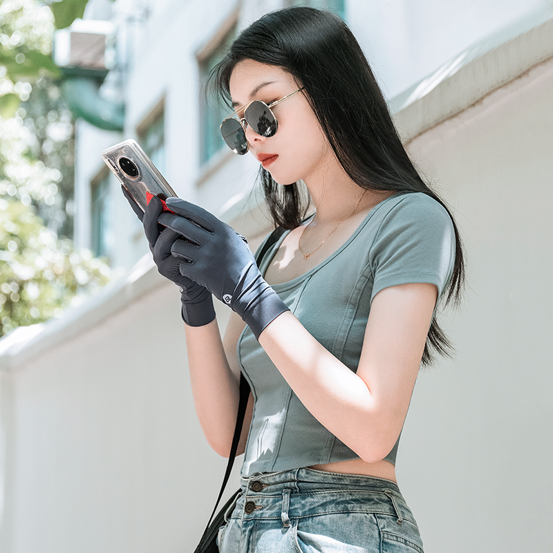 Велоперчатки ROCKBROS серые. Длинные пальцы. Охлаждающий шелк, эластичные