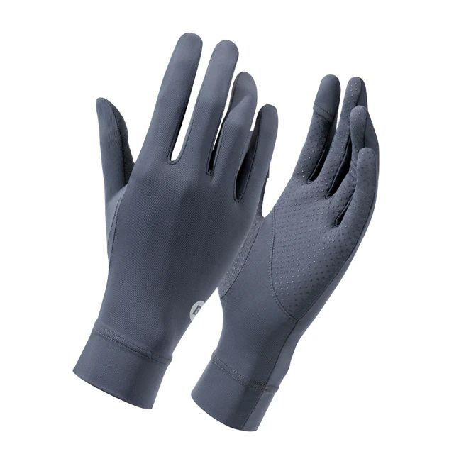 Велоперчатки ROCKBROS серые. Длинные пальцы. Охлаждающий шелк, эластичные