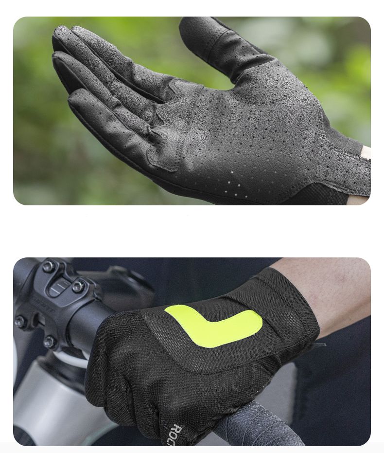 Велоперчатки ROCKBROS серые. Длинные пальцы. Для сенсорного экрана, мембрана.