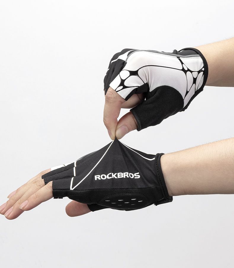 Велоперчатки ROCKBROS с гелем, черные (короткие пальцы)