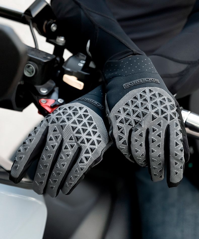 Велоперчатки ROCKBROS Pangolin черно серые. Длинные пальцы.