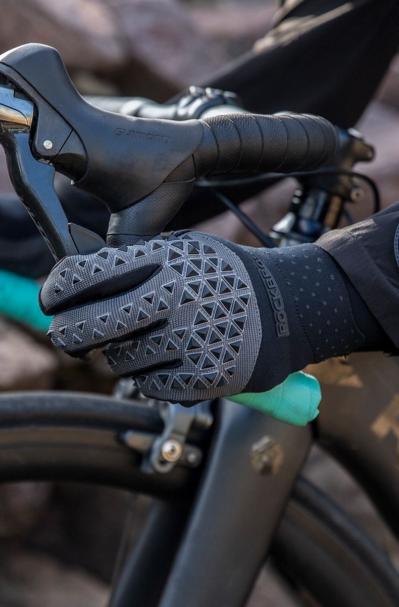 Велоперчатки ROCKBROS Pangolin черно серые. Длинные пальцы.