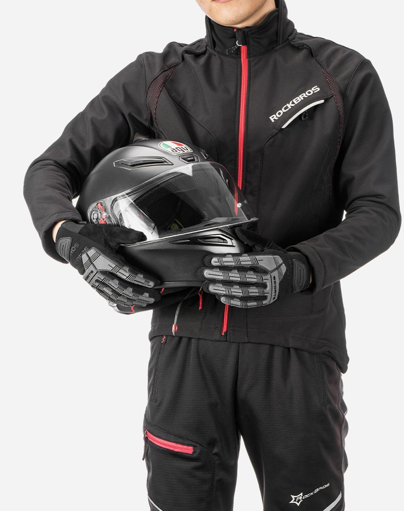 Перчатки ROCKBROS Thickened черные. Длинные пальцы. С защитой.