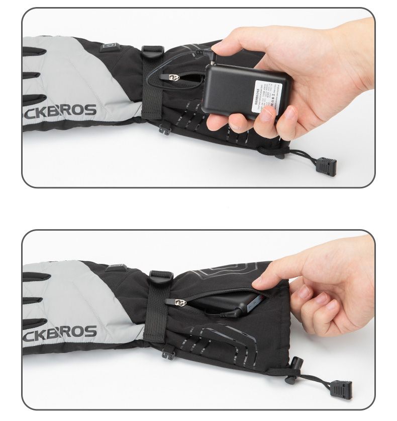 Перчатки ROCKBROS Red Flame черно серые. Длинные пальцы. С подогревом