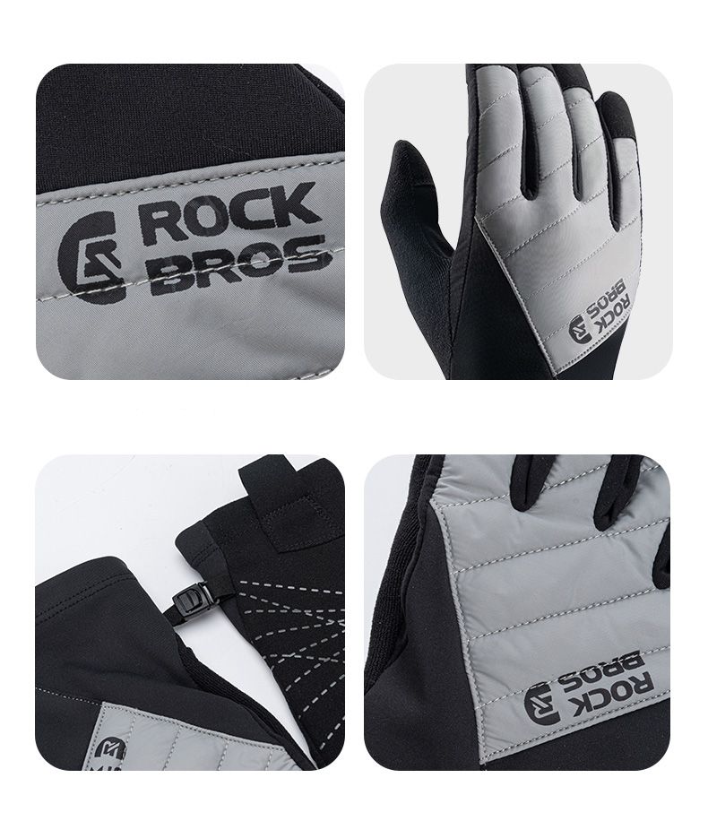 Перчатки ROCKBROS Equator черно серые. Длинные пальцы. Утепленные