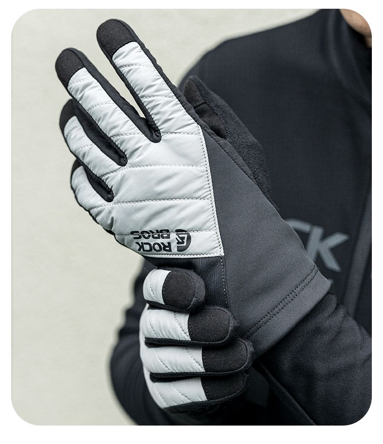 Перчатки ROCKBROS Equator черно серые. Длинные пальцы. Утепленные