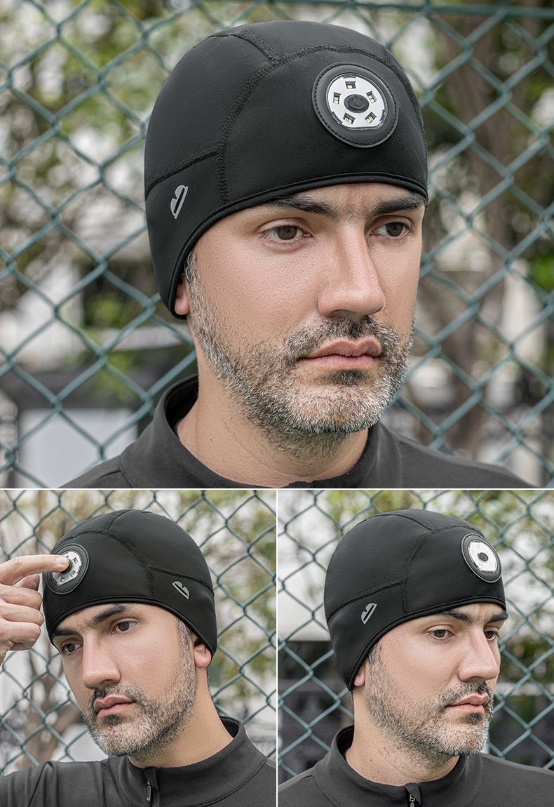 Шапка ROCKBROS черная утепленная, с фонариком. 3 режима