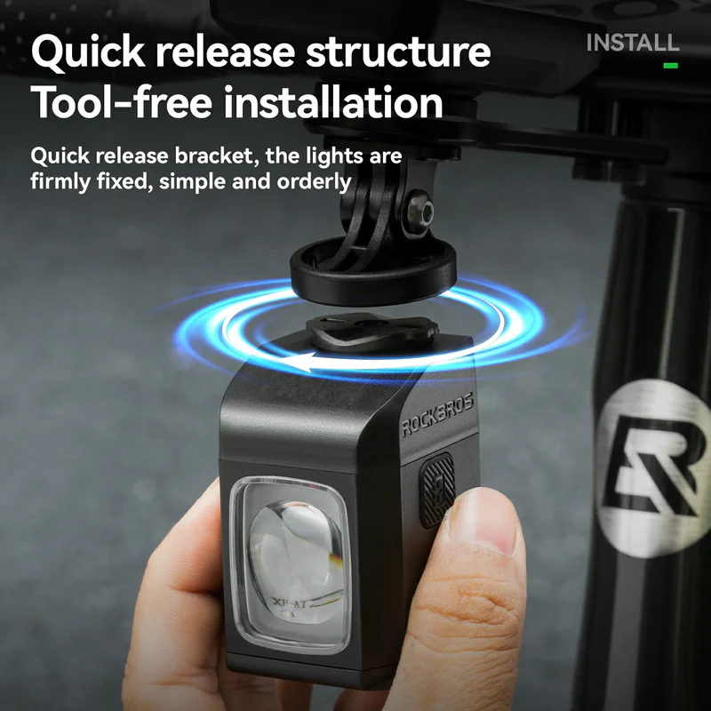 Фонарь велосипедный ROCKBROS M8 алюминиевый корпус, 8 режимов, 1600 люмен, ДУ; черный