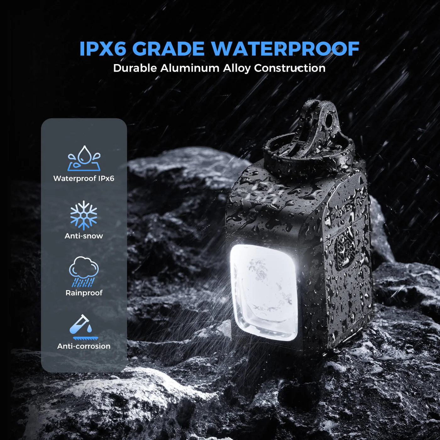 Фонарь велосипедный ROCKBROS M8 алюминиевый корпус, 8 режимов, 1600 люмен, ДУ; черный