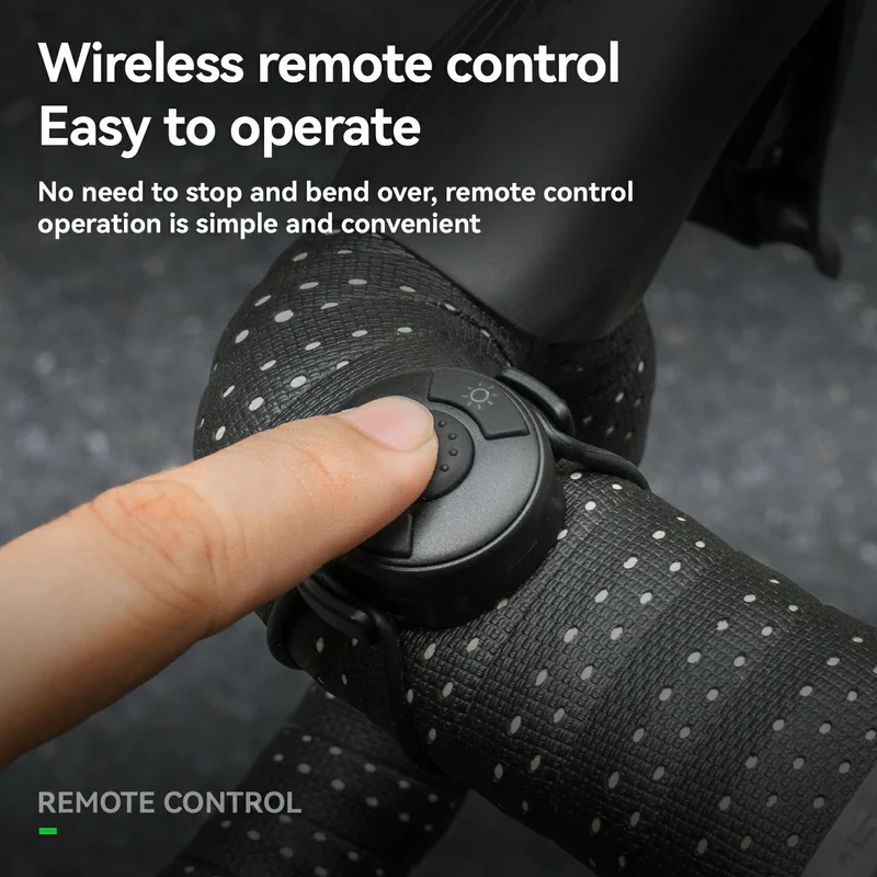 Фонарь велосипедный ROCKBROS M8 алюминиевый корпус, 8 режимов, 1600 люмен, ДУ; черный