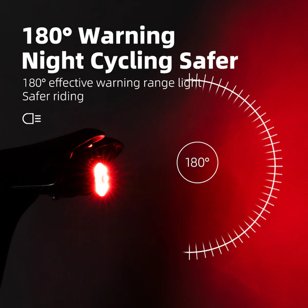 Фонарь задний ROCKBROS WR05, диоды COB, 7 режимов, с датчиком торможения, IPX6, Type-C; черный