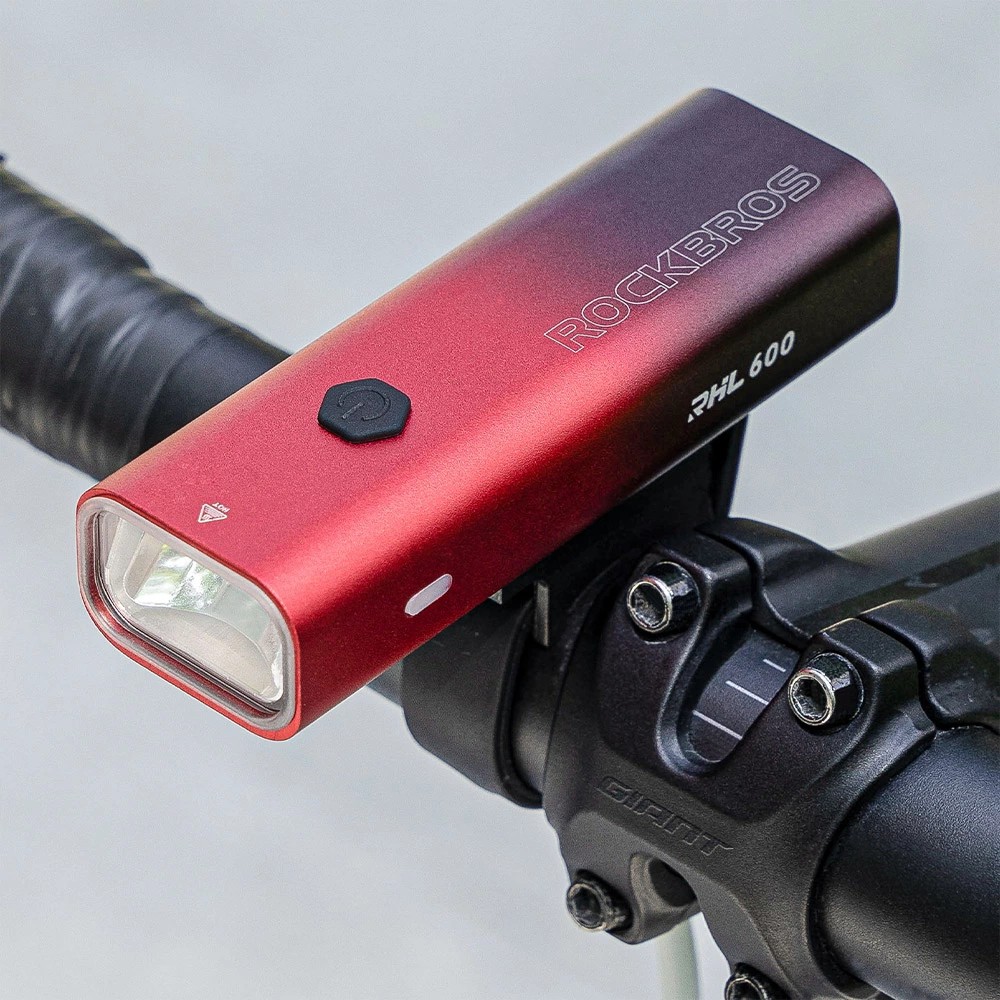 Фонарь передний ROCKBROS RHL600, корпус алюминий, 5 режимов, 600 люмен, IPX6, Type-C; красный градие