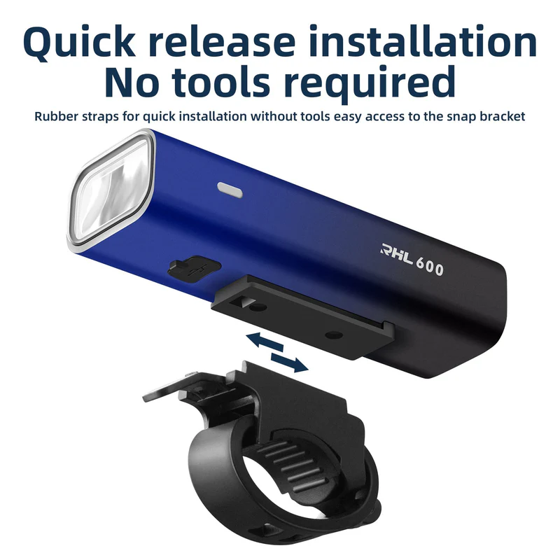 Фонарь передний ROCKBROS RHL600, корпус алюминий, 5 режимов, 600 люмен, IPX6, Type-C; синий градиент