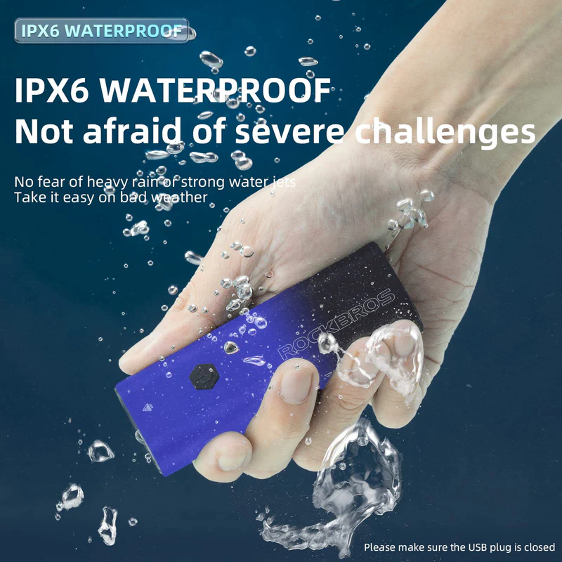 Фонарь передний ROCKBROS RHL600, корпус алюминий, 5 режимов, 600 люмен, IPX6, Type-C; синий градиент